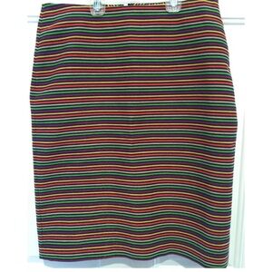 NEW-TALBOTS Skirt Striped Rainbow Pencil Straight Embroidered Lined Zip Closure